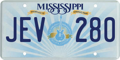 MS license plate JEV280