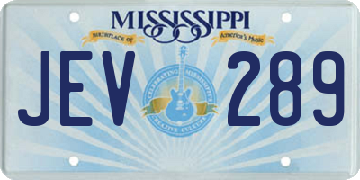 MS license plate JEV289