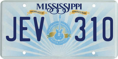 MS license plate JEV310