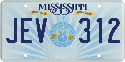 MS license plate JEV312