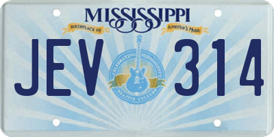 MS license plate JEV314