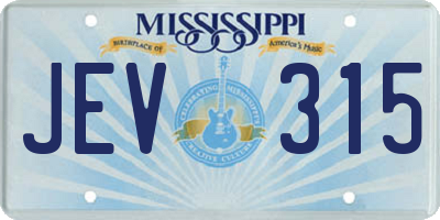 MS license plate JEV315