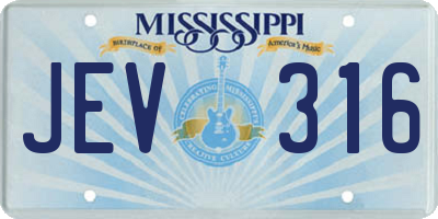 MS license plate JEV316
