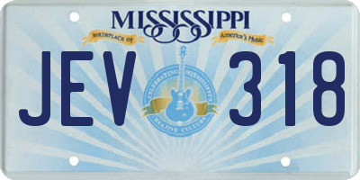 MS license plate JEV318