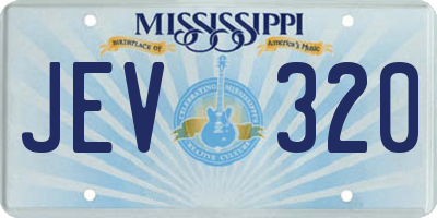MS license plate JEV320
