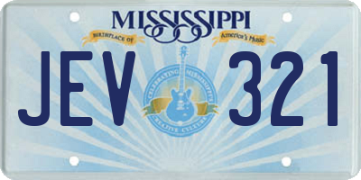 MS license plate JEV321
