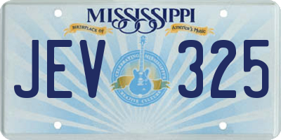 MS license plate JEV325