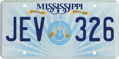 MS license plate JEV326
