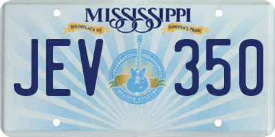 MS license plate JEV350