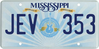 MS license plate JEV353