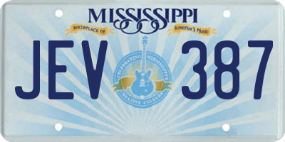 MS license plate JEV387