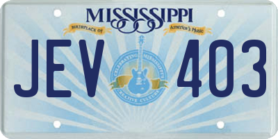 MS license plate JEV403