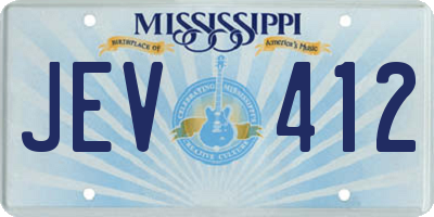 MS license plate JEV412