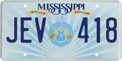 MS license plate JEV418