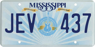 MS license plate JEV437