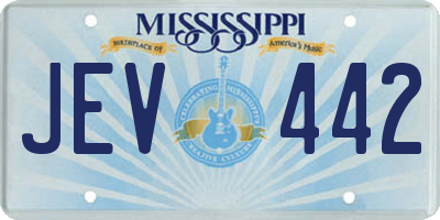 MS license plate JEV442