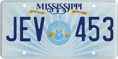 MS license plate JEV453
