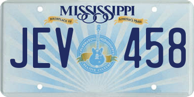 MS license plate JEV458