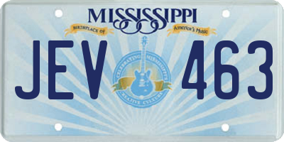 MS license plate JEV463