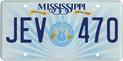 MS license plate JEV470