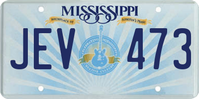 MS license plate JEV473