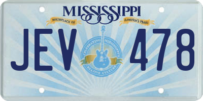 MS license plate JEV478