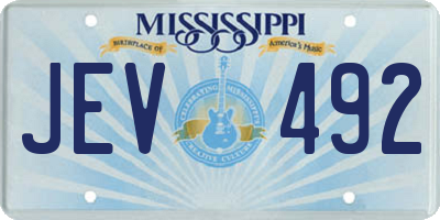 MS license plate JEV492