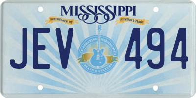MS license plate JEV494