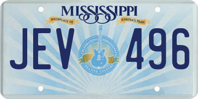 MS license plate JEV496