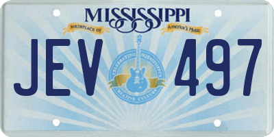 MS license plate JEV497
