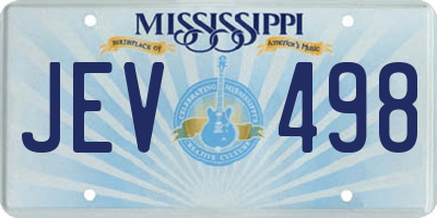 MS license plate JEV498