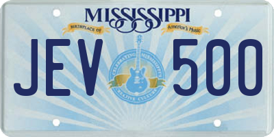 MS license plate JEV500