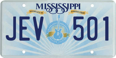MS license plate JEV501