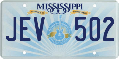 MS license plate JEV502