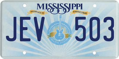 MS license plate JEV503