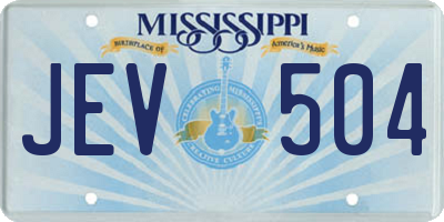 MS license plate JEV504
