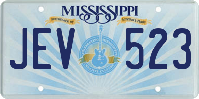 MS license plate JEV523