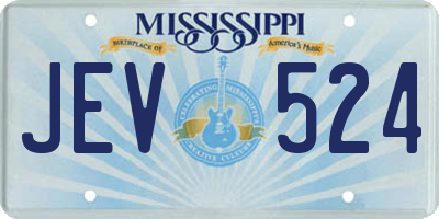 MS license plate JEV524