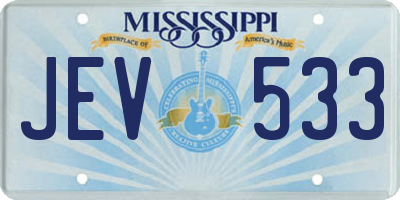 MS license plate JEV533