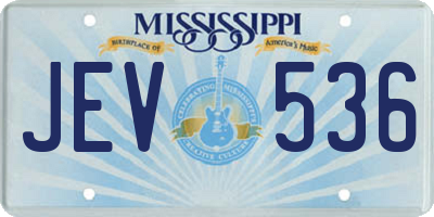 MS license plate JEV536