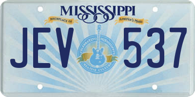 MS license plate JEV537
