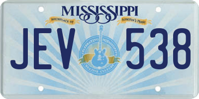 MS license plate JEV538