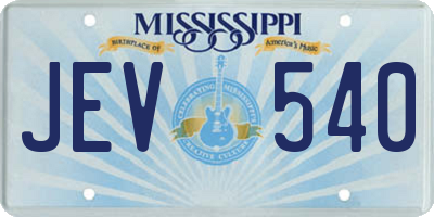 MS license plate JEV540