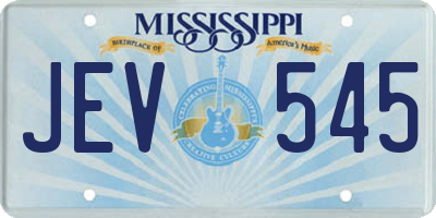 MS license plate JEV545