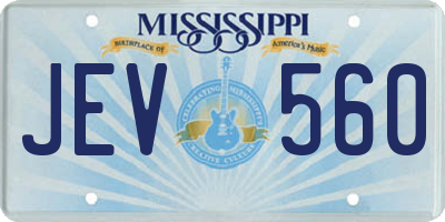 MS license plate JEV560