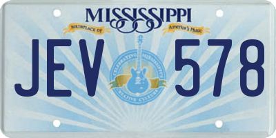 MS license plate JEV578