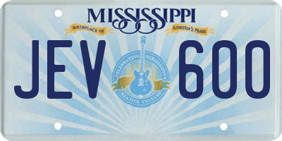 MS license plate JEV600
