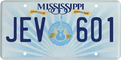MS license plate JEV601