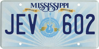 MS license plate JEV602