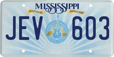 MS license plate JEV603
